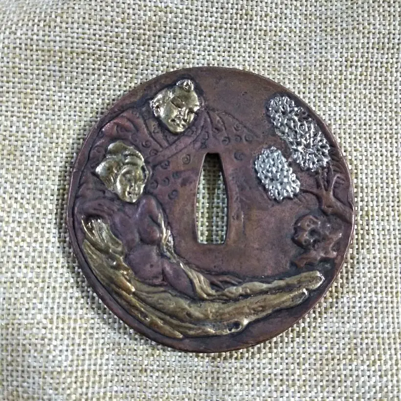 Винтажный чехол Tsuba для японской Самурайской Катаны фальшивой воина меча круга |