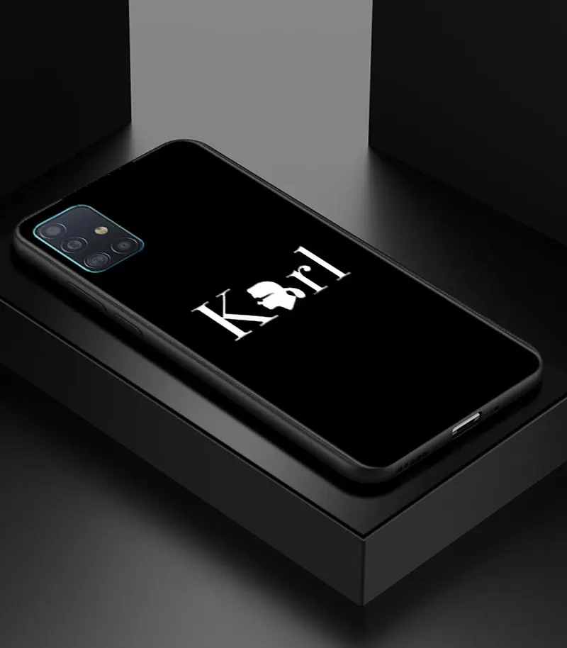 

Lagerfeld brand designer KARLs Phone Case for Samsung Galaxy A51 A71 A21s A50 A31 A10 A20e A30 A41 A70 A40 A11 A20s Black Cover