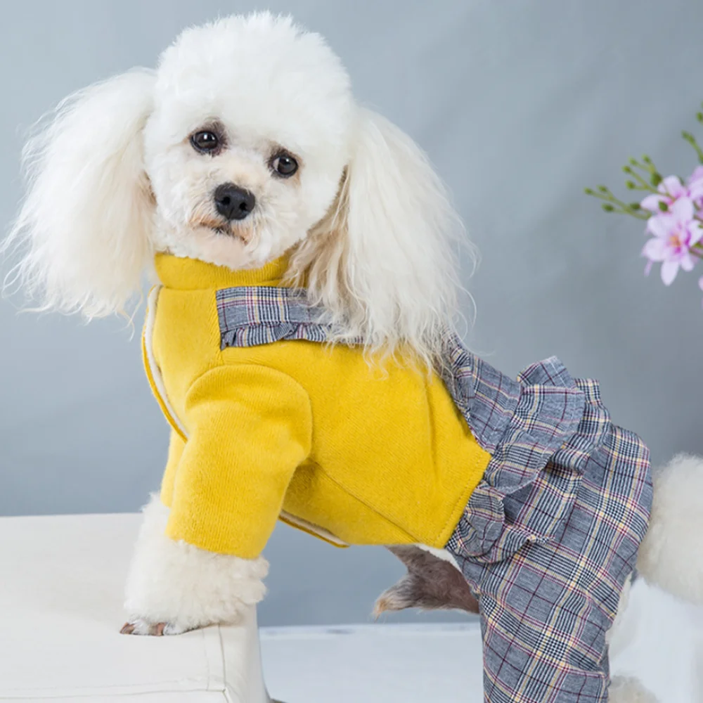 

Autumn and Winter Dog Four-Legged Clothes Thick Warm and Comfortable Small Dog Princess Lace Overalls Pet Clothes