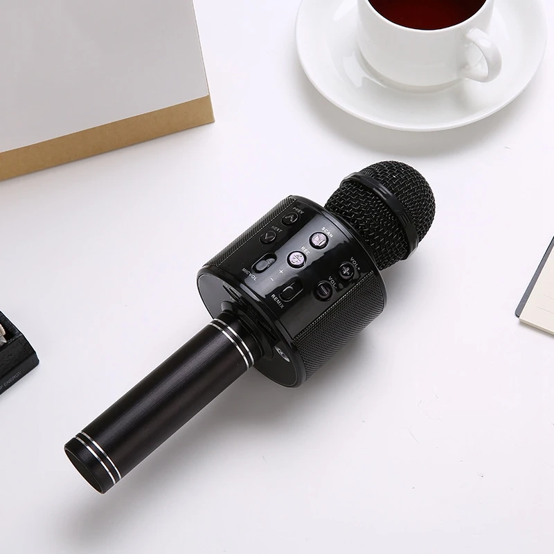 Черный Портативный беспроводной Bluetooth караоке OK микрофон и динамики с модулем