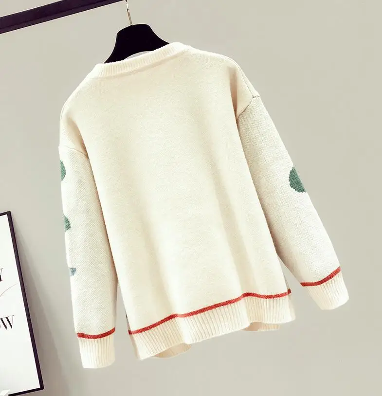 

2020 new women's sweaters autumn clothes loose outer wear knit pullover bottoming winter tops o neck Cartoon print sweater p1945