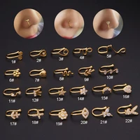 one piece fashion cubic zirconia copper fake piercing nose ring punk heart flowers clip nose ring new 2021 trend women jewelry