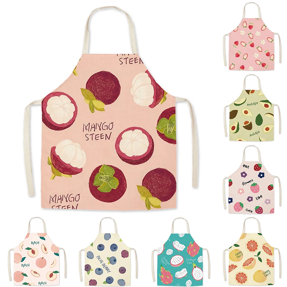 Фартук женский цветной с принтом фруктов кухонный нагрудник из мангостина