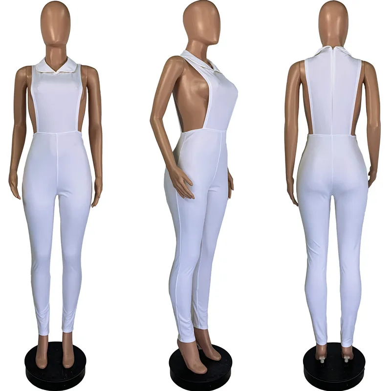 

Fitness 2020 Summer Women Sleeveless Hooded Sexy Backless Jumpsuits Cut Out Rompers Sporty Casual Femme Slim One Piece Outfits