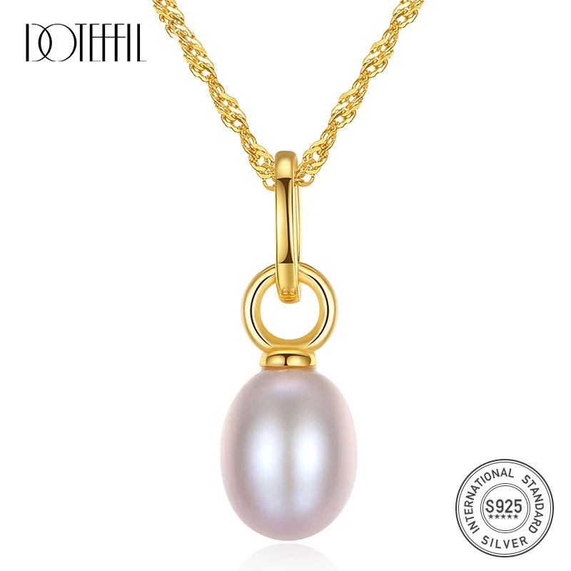 Ожерелье женское из серебра 925 пробы с натуральным пресноводным