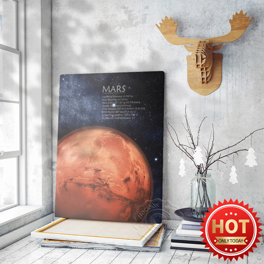 

Space Mars Prints Poster, Astronomy Museum Wall Art, Mars Planet Wall Stickers, Modern Wall Picture, Kids Room Wall Decor, Gift
