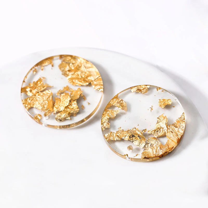 10 шт. круглые серьги из прозрачной золотой фольги 25 мм аксессуары для рукоделия