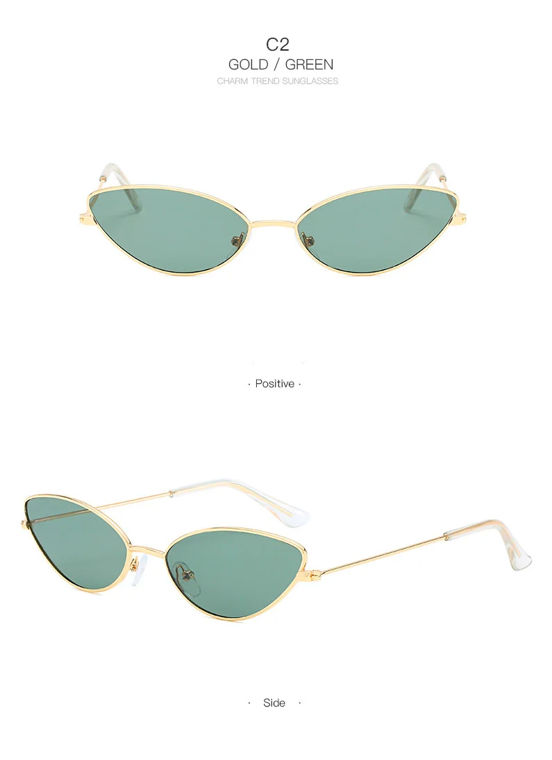 Cute Sexy Ladies Cat Eye Sunglasses Women Metal Frame Fashion Vintage Gradient Sun Glasses For Female UV400 Shades
