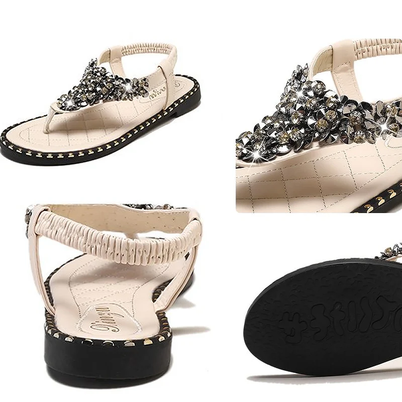 

Women Sandals Fashion Summer Shoes Woman Flat Sandals crystal Lace Up Gladiator Sandals Non-slip Beach Chaussures Femme