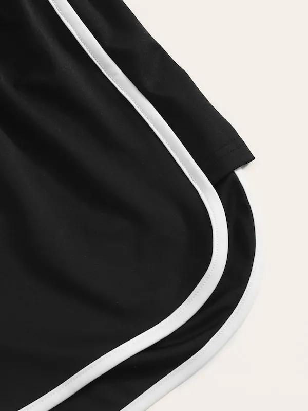 

Women's Sleeveless Casaul Short Suit Running Fitness Sets Sling Short Straps Top + Stretch Elastic Waist Shorts Black
