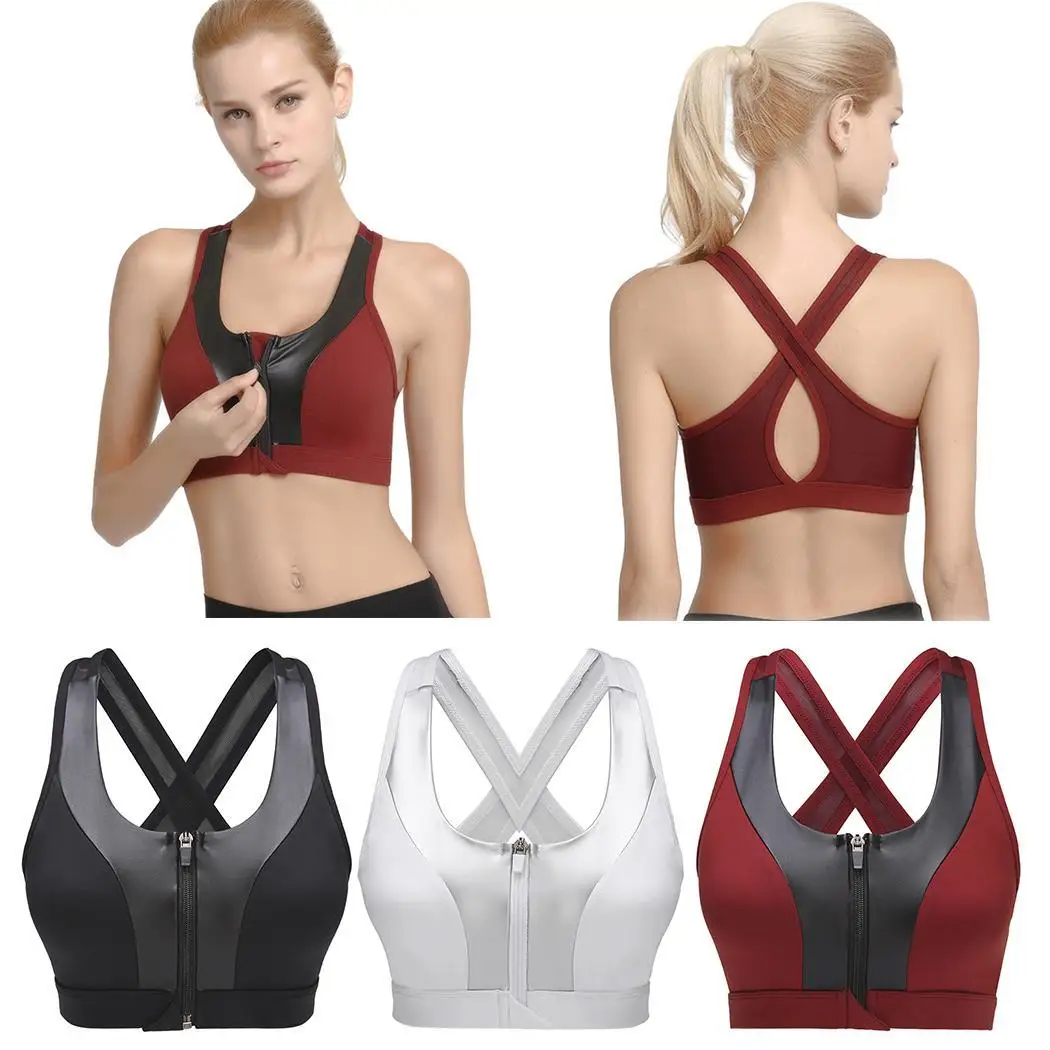 Женский ударопрочный спортивный Спортивный бюстгальтер без рукавов с круглым