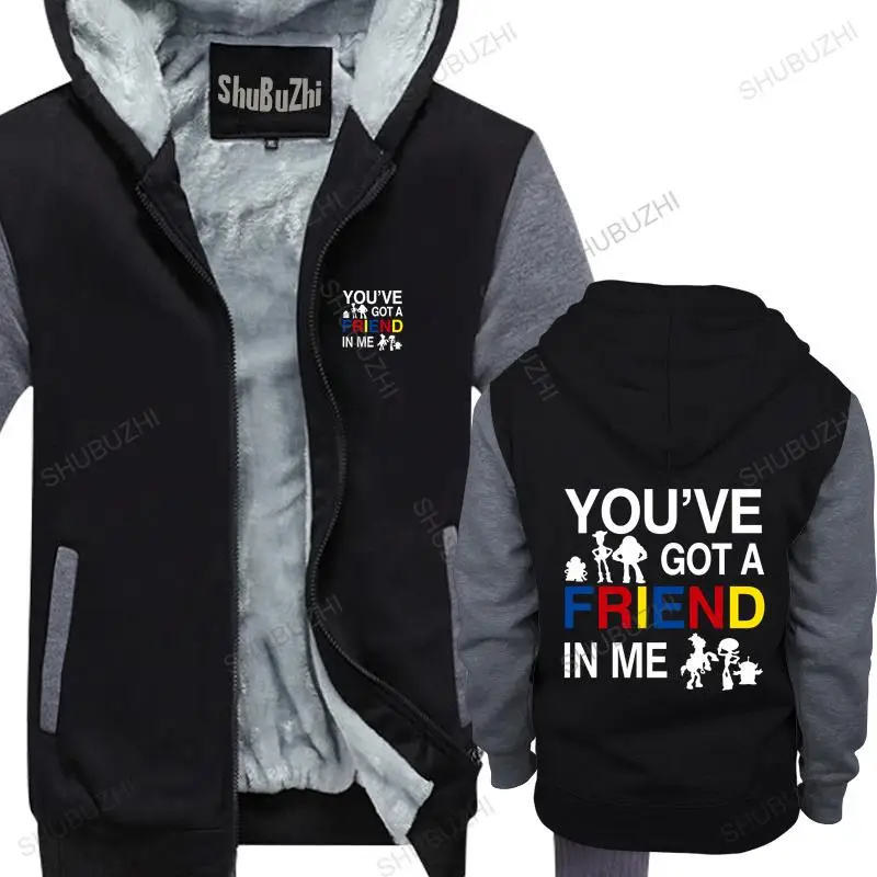 

Man black zipper thick hoodies You ve Got A Friend In Me Toy And Story unisex Outwear men hoody thick hoody male coat