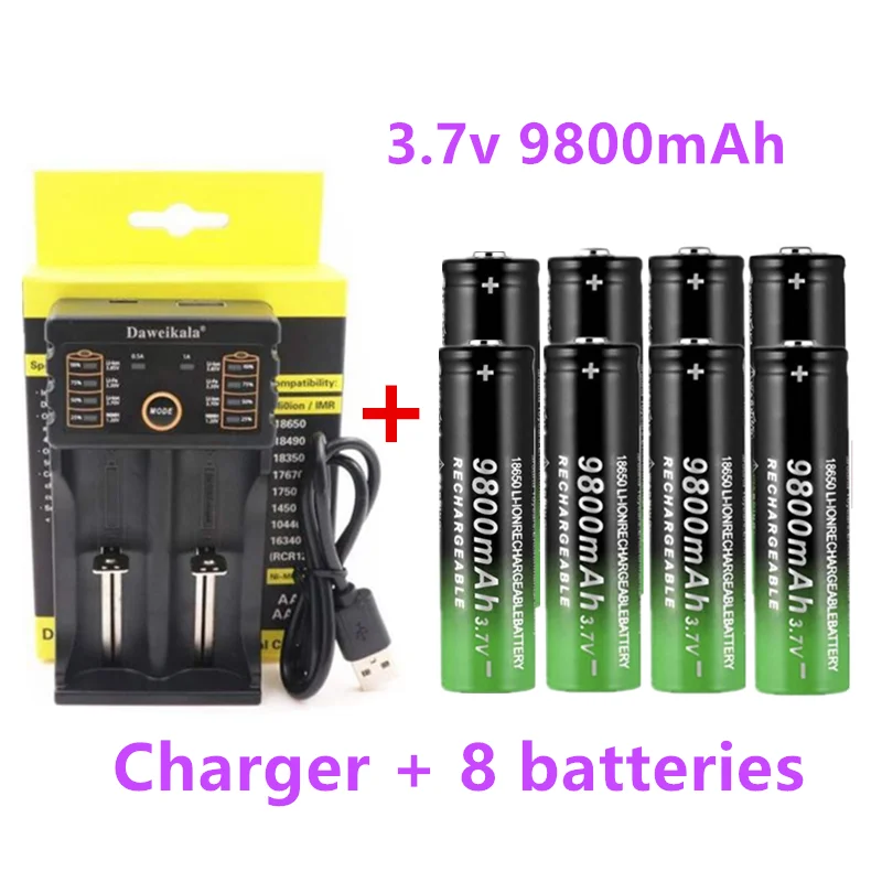 8 шт 2020 New18650 Батарея высокое качество 9800mAh 3 7 V 18650 литий ионных батарей