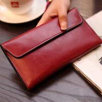 genuine leather women wallet long magnetic buckle women clutch bags cow leather coin purse female wallet credit card holder