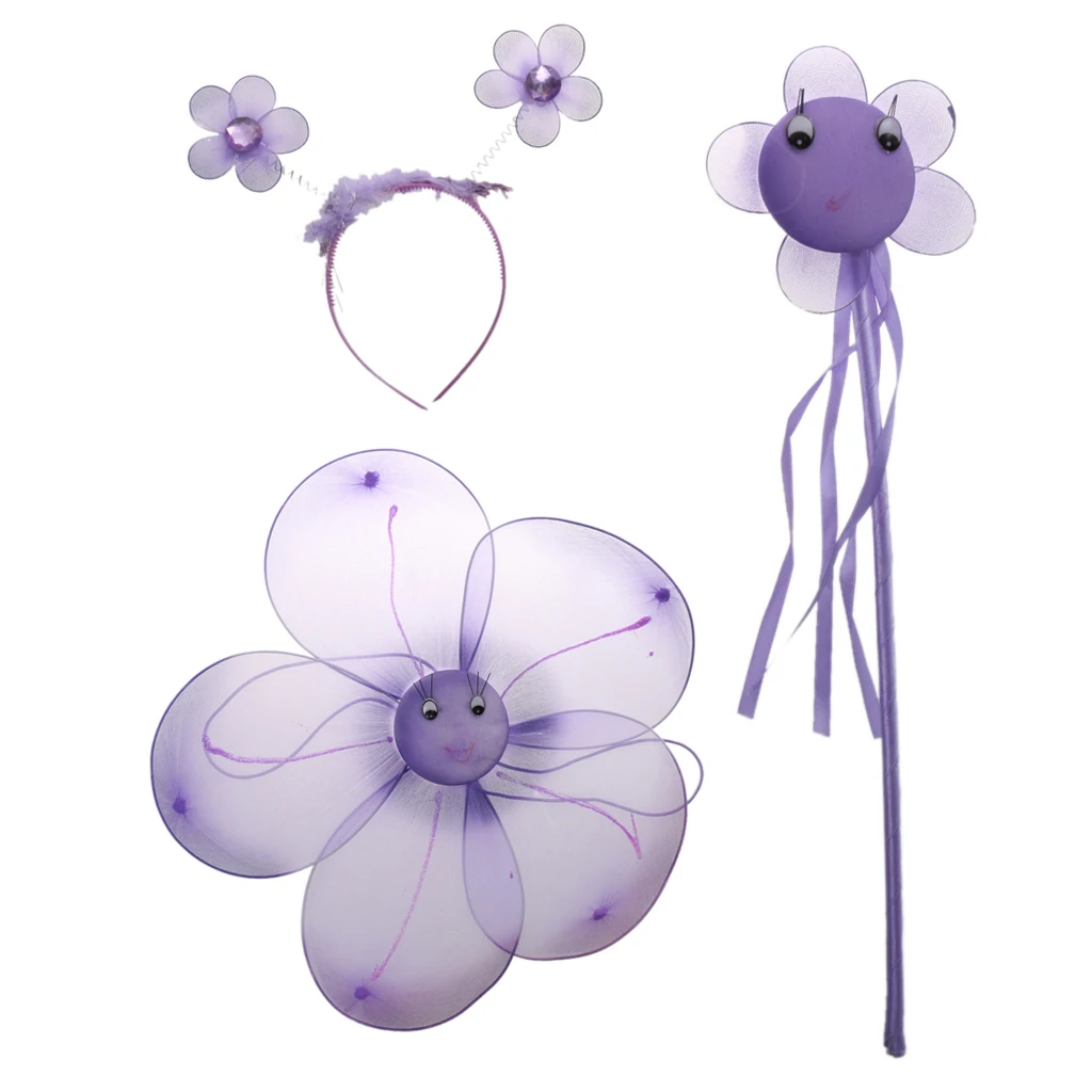 

Lovely Princess Girl Kids Children Costume Cosplay Flower Fairy Wings Wand Photograph Prop Accessory