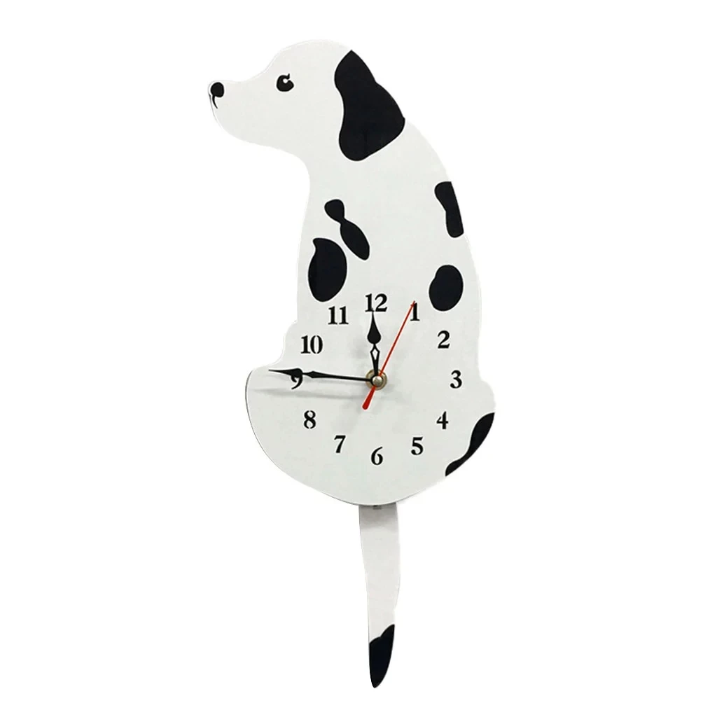 

Clock Cute Creative Acrylic Cartoon Tail Wagging Labrador Dog Pattern Acrylic Home Decor Living Room Wall Clock
