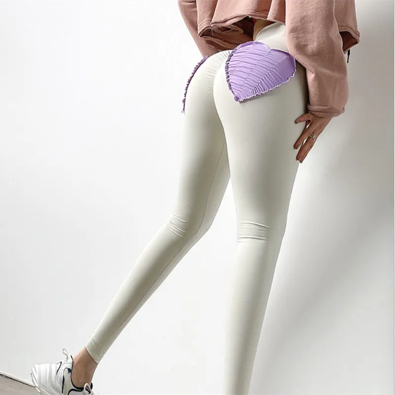 Love nude yoga pants running fitness hip-lifting women's yoga leggings high waist stretch sports fitness leggings sweatpants