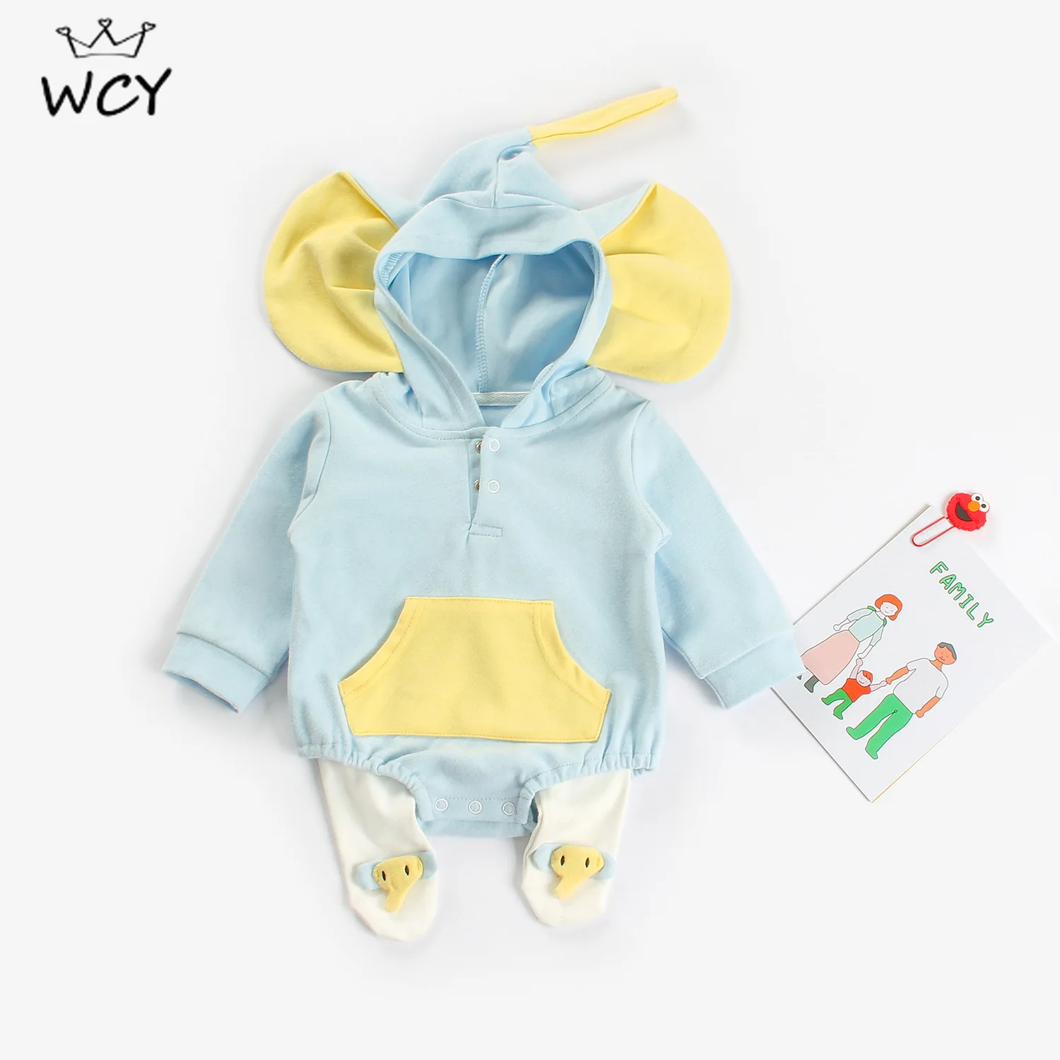Fall New Baby Girl Clothes Cartoon Elephant modeling Roupa Infantil Korean Long sleeve Bodysuits + Leggings Hat Roupas De Bebe | Детская