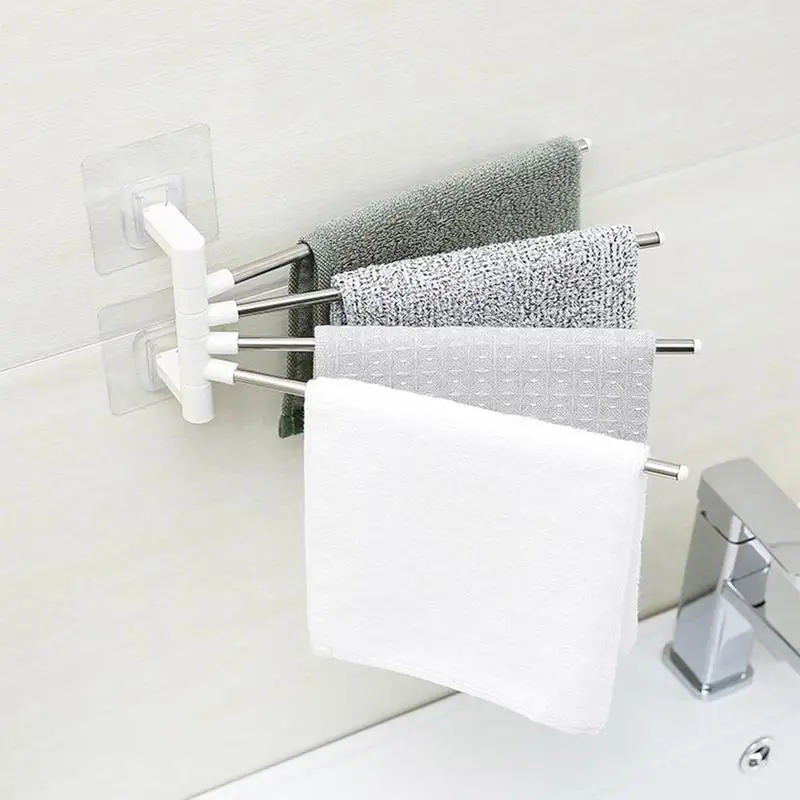 

1pc Anti-rust Towel Rack Steel Rotating Bath Rail Hanger Undefined Towel Holder Swivel Bars Bathroom Wall Mounted