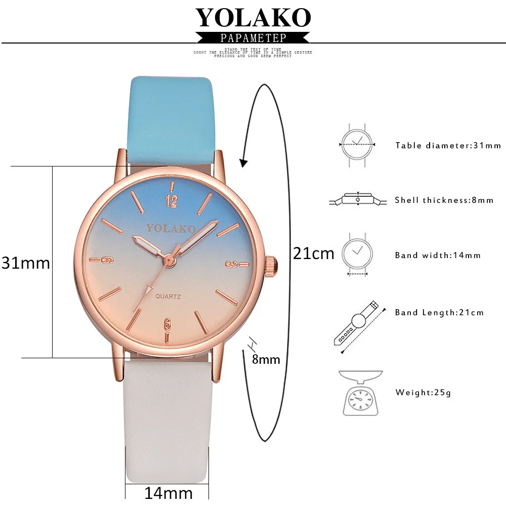 

Women's Watch Casual Explosion Classic Gradient Digital Quartz Leather Strap New Strap Pointer Quartz Watch 50*