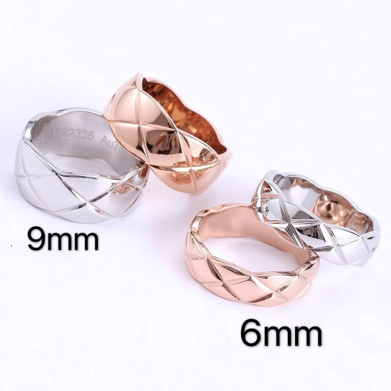 

2020 Fashion Jewelry Ring Female Rhombic Pineapple Ring Plaid Rose Gold Couple Ring Staying Steel Ring