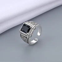 new arrival 925 sterling silver retro black crystal men ring original jewelry for man birthday gift never fade cheap