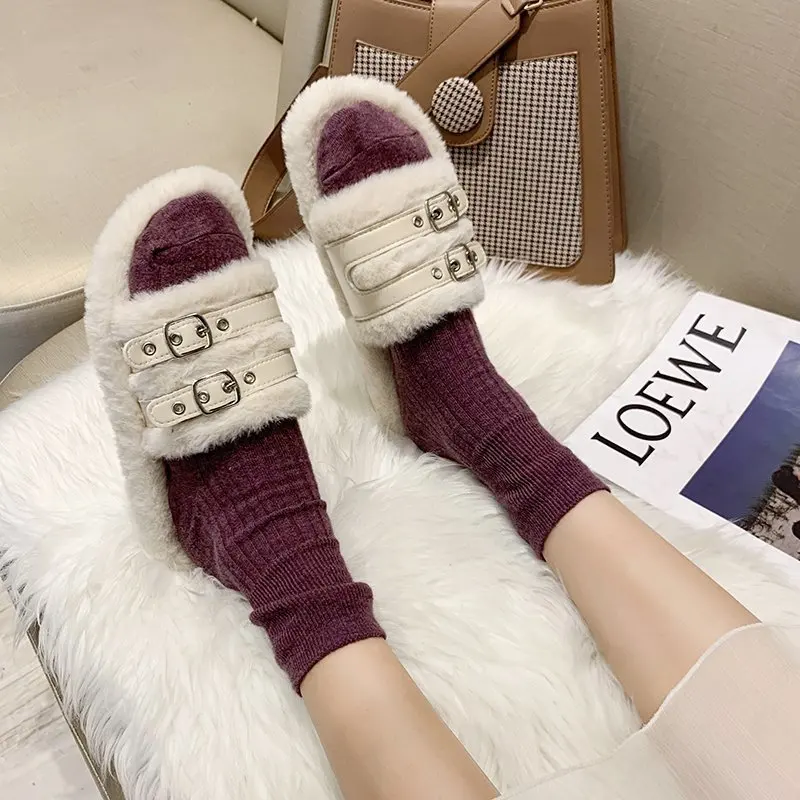 

Winter Women's Cozy Fur Memory Foam Slippers Non-Slip House Shoes Indoor Outdoor Bedroom Lovely Fashion Comfort Skin-Friendly