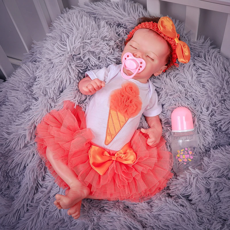 

17Inch Reborn Doll 45 CM Bebe Sleeping Girl Bonecas Newborn Babies Bathe Silicone Toy Christmas Gifts