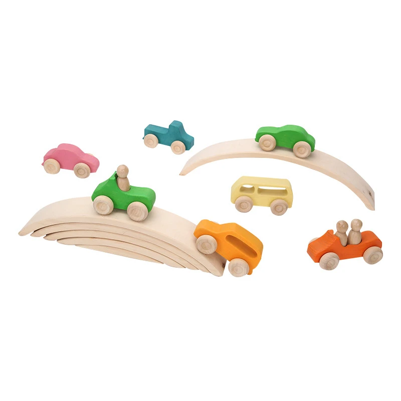 

Rainbow Wooden Bridge Stacking Toys Curved Arch Bridge Car Nordic Style Wood Blocks Kids Creative Blocks Baby Educational Toys