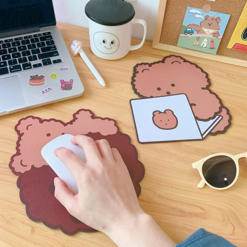 Симпатичный мультяшный коврик для мыши с шоколадным медведем резиновый