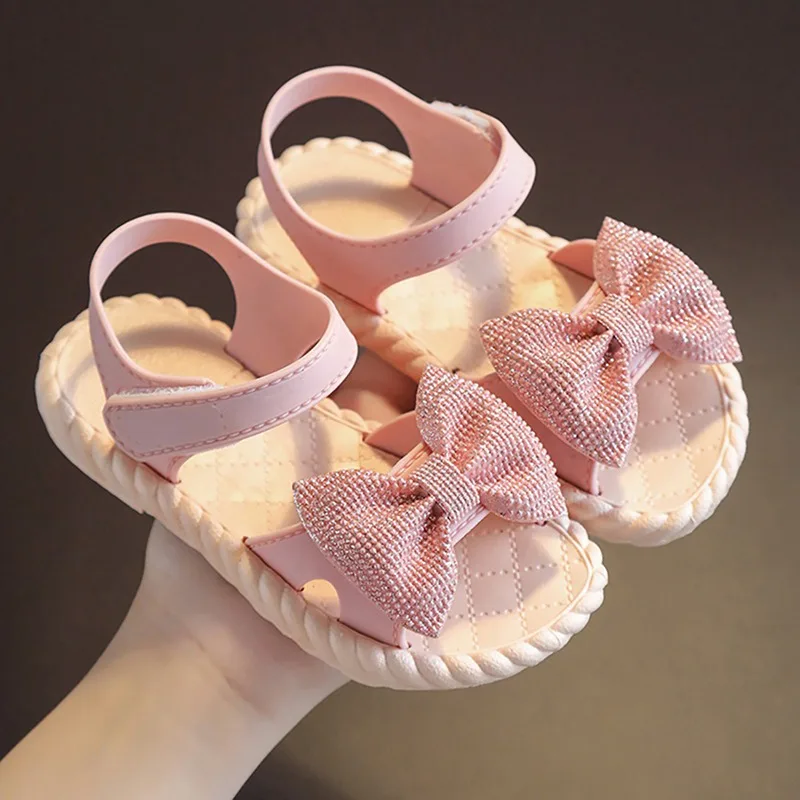 Summer Kids Shoes Fashion Sweet Princess Children Sandals for Girls Toddler Baby Soft Breathable Hoolow Out Bow Shoes fashion summer baby boys cute cartoon hollow out breathable color soft anti skid toddler kids sandals