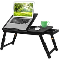 bamboo laptop table service bed tray with folding legs floor table laptop support with tiltable top storage drawer