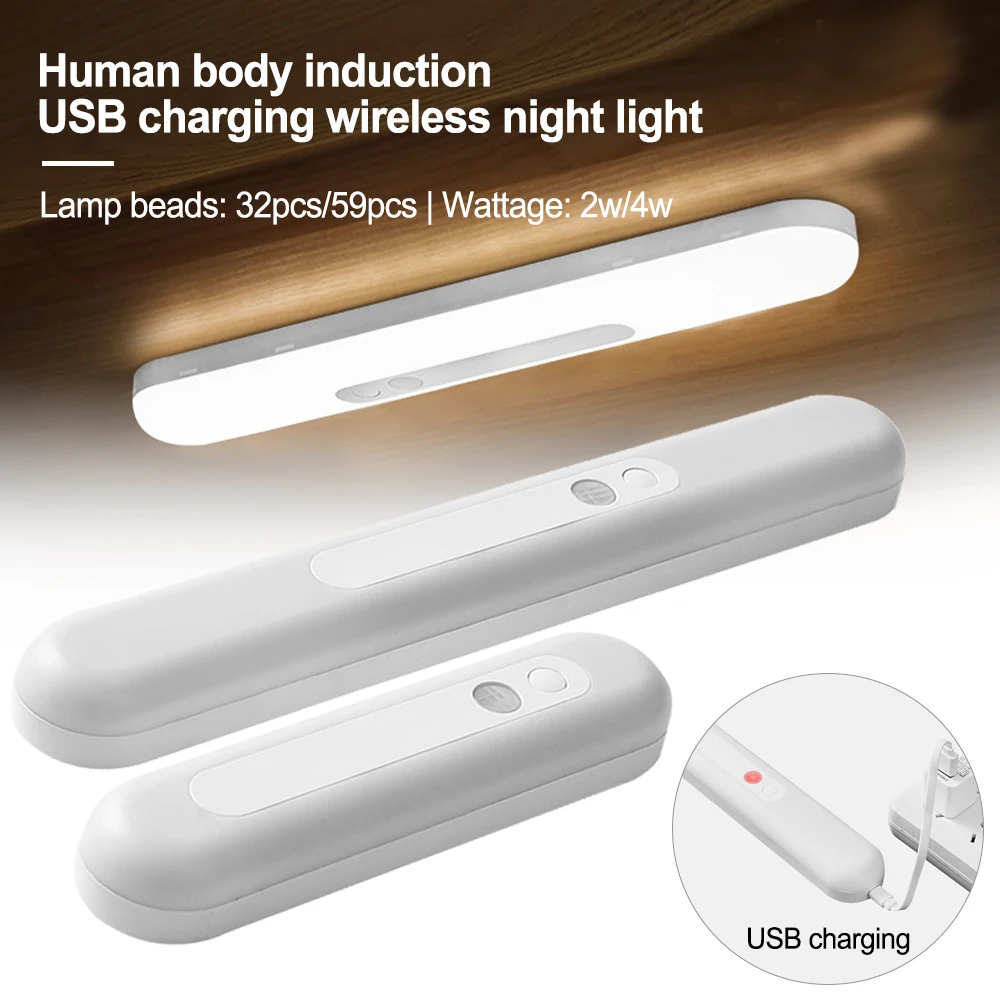 

USB Charging LED Night Light Wireless Smart Human Body Motion Sensor Induction Lamp for Closet Kitchen Cabinet Wardrobe