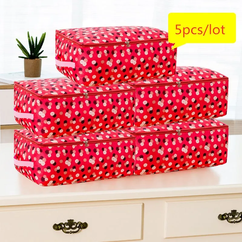 yanzhihua 5pcs 5 шт./компл. большой Ёмкость Органайзер 10 Цвета квадратный Органайзер сумка Водонепроницаемый сумка для хранения из ткани Оксфорд для дома шкаф Гардеробная - Цвет: yanzhihua 5pcs