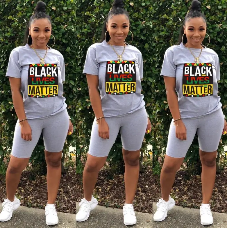 

Fashion casual sport suit women round neck printed short sleeve top and shorts two piece set outfits tracksuit ropa mujer