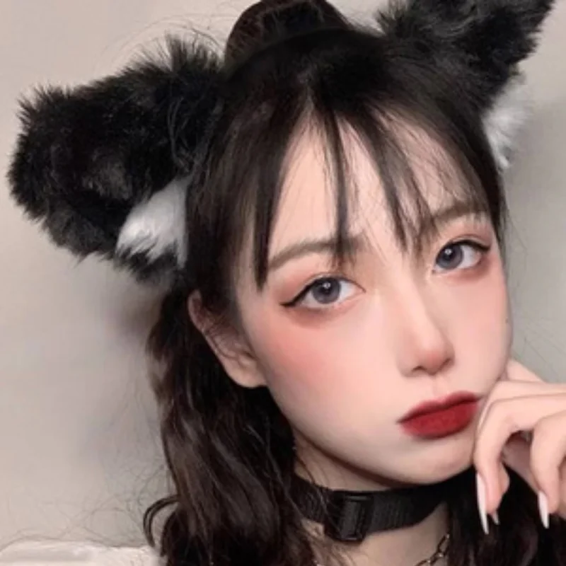 Women Cute Furry Animal Cat Ears Headband Lolita Kawaii Anime Hair Band Hoop Halloween Cosplay Party Fancy Headpiece for Girls images - 6