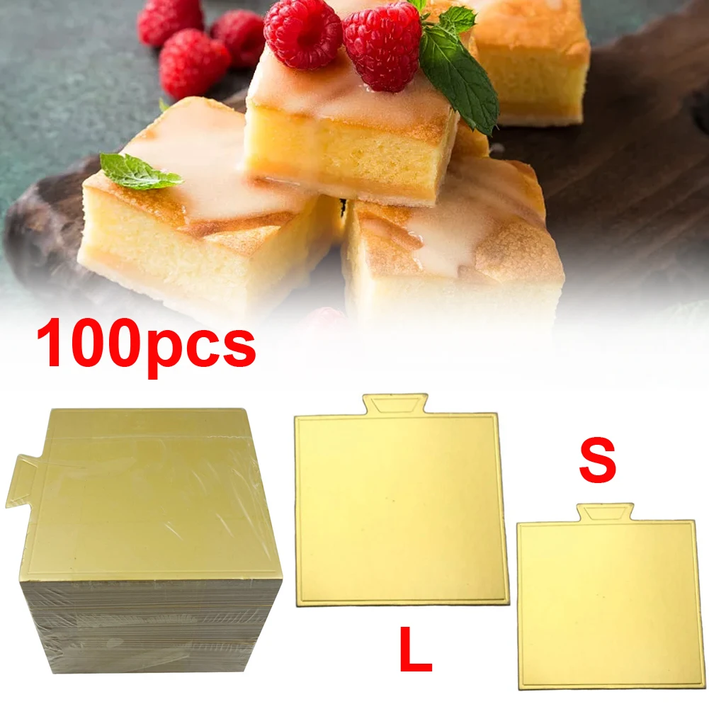

100pcs Mini Cake Boards Square Gold Mousse Cake Cardboard Set,Cake Base,Dessert Displays Tray,For Wedding Party Cake Pastry Cup