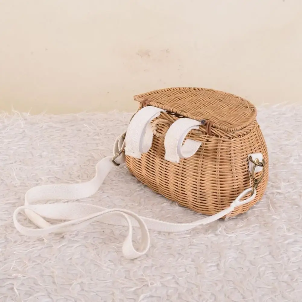 

Back Basket Delicate Wide Application Rattan Natural Style Exquisite Handmade Wear-resistant Rattan Stylish Durable Baskets Bag