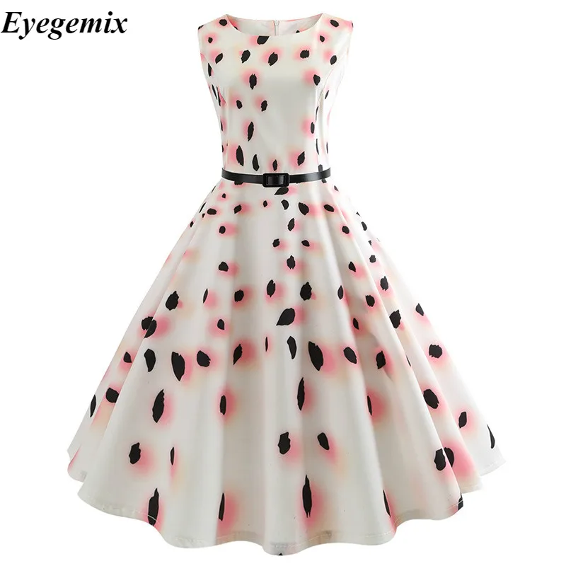 A19 Летние женские платья, повседневные, цветочные, Ретро стиль, 50s 60s Robe Rockabilly Swing Pinup Vestidos, вечерние платья на День святого Валентина - Цвет: A19