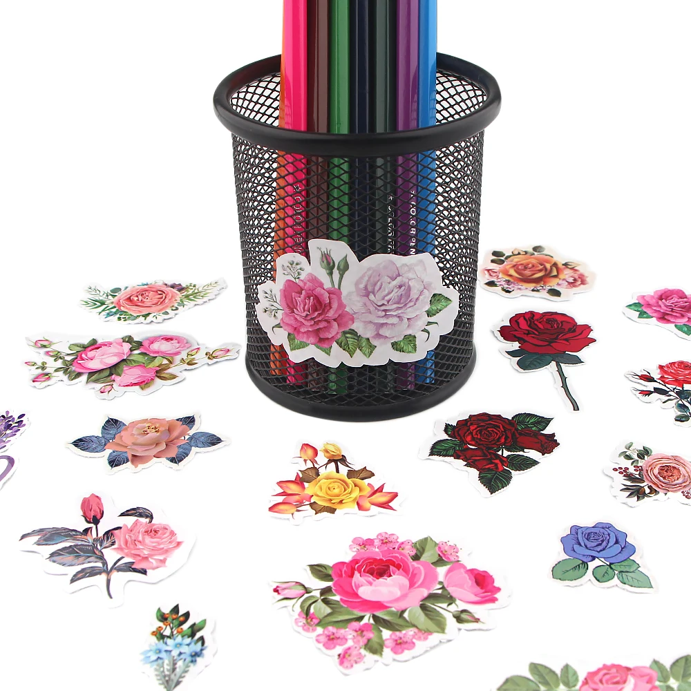 

A4211 Patchfan 48pcs Cartoon Flower Stickers Waterproof Skateboard Plants Decals Motorcycles Phone Laptop Luggage Stickers