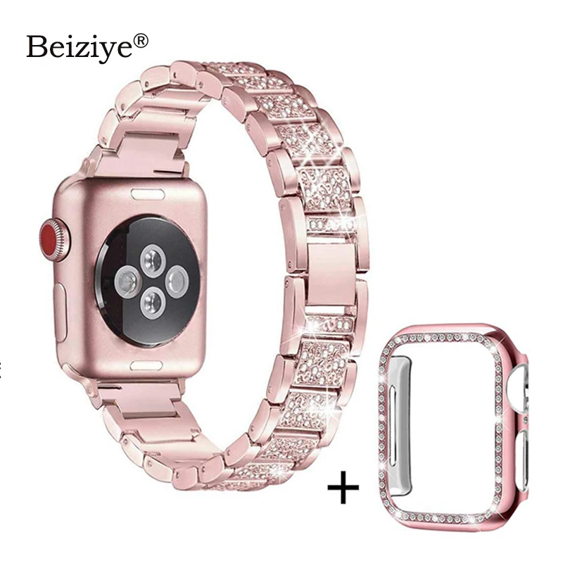 Ремешок с бриллиантами + чехол для Apple Watch 38 мм 42 металлические стразы сменный