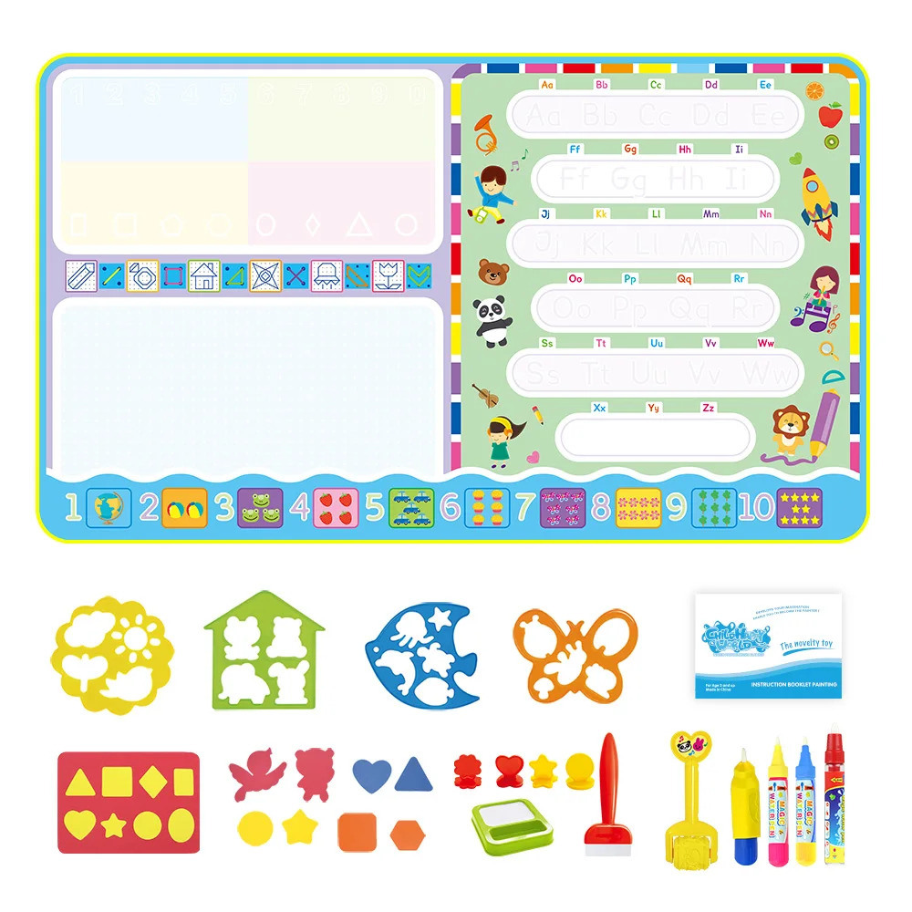 

2020 New Arrivals 120x70cm Magic Water Doodle Mat Painting Board & Pens Stamps Kid Drawing Rug Educational Toy Gift for Children