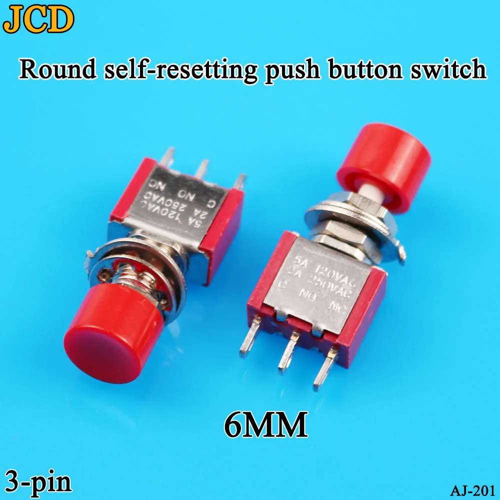 JCD 5pcs 3Pin C-NO-NC 6mm Mini Momentary Automatic return Push Button Switch ON-(ON) 2A 250VAC/5A 120VAC Toggle Switches | Обустройство