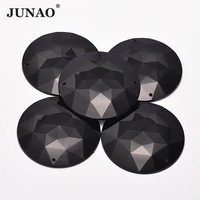 junao 5pc 52mm round black acrylic rhinestones crystal flat back cabochon decoration sew on diamond for clothes dress craft