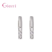 fashion simple white aaa cubic zirconia studs earrings 925 sterling silver shinning crystal earring studs for women girl