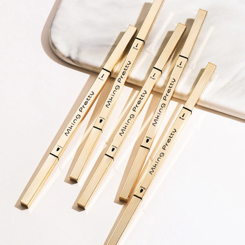 5 Colors Small Gold Eyebrow Cosmetics Paint Pen Pencil Waterproof Double-head Eyebrow Tattoo Long Lasting Makeup Eyebrow Pencil