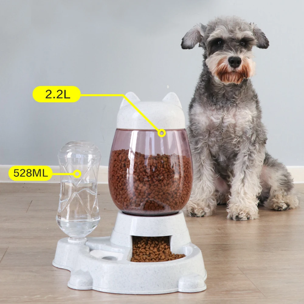 

2.2L Pet Dog Cat Automatic Feeder Bowl 528ml Bottle Drinking Water For Dogs Kitten Bowls Slow Food Feeding Container Supplies