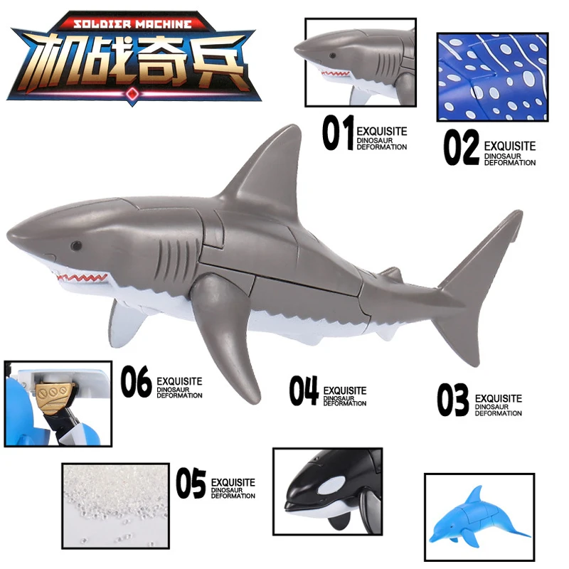 Детский робот-трансформер в морском стиле игрушка-Дельфин на тему морских