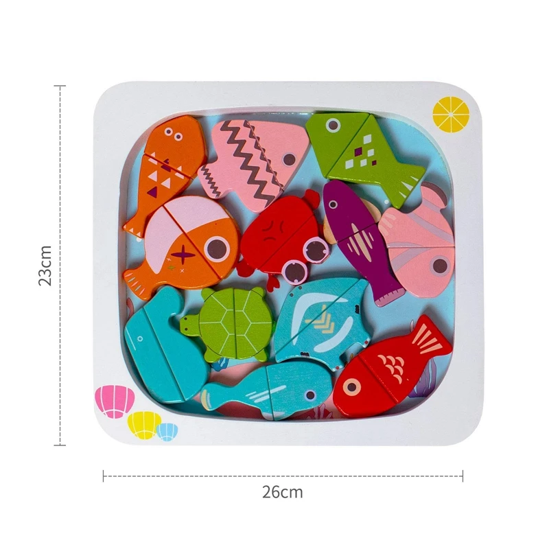 

2 in 1 Magnetic Fishing Game Wooden Toys Magnetic Cutting Toys for 3 4 5 Years Old Boys Girls Perfect Toddles Birthday