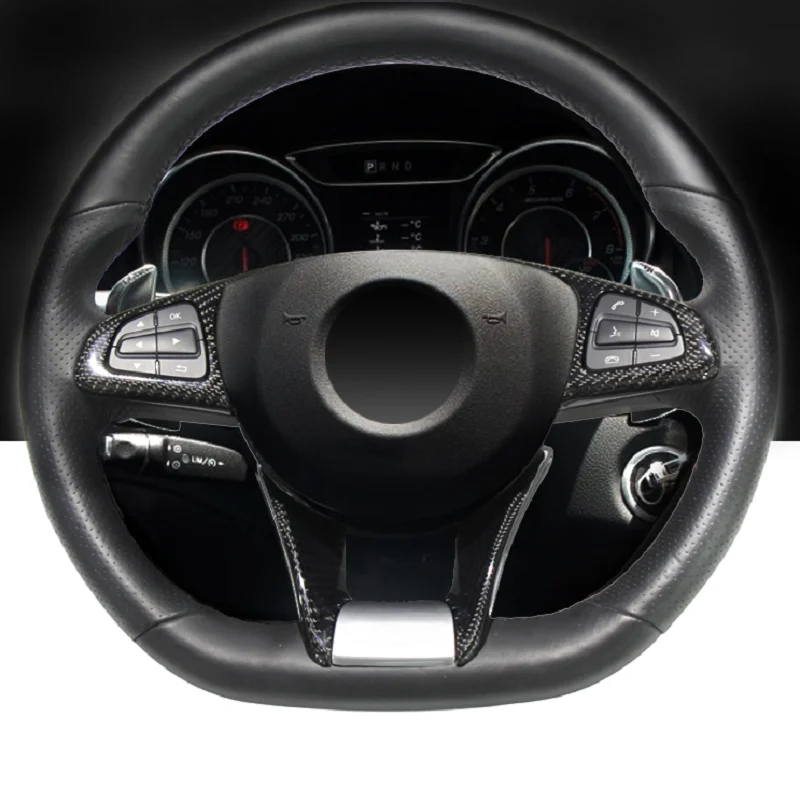 Цена Чехол на руль из углеродного волокна, подходит для Mercedes-Benz W205 C63 W176 A45 W213 E63 W117 C117 CLA45 CLS63 GLA45-AMG 2015-подходит